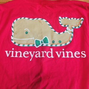 Vineyard Vines Gingerbread Whale Christmas L/S Pocket T Shirt Kids Medium 12/14